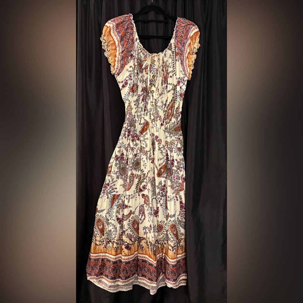 Paisley Peasant Dress